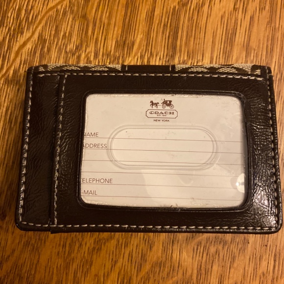 Coach Id Wallet In Signature Canvas - Small Card Wallet in Mahogany/Khaki/Silver - Picture 3 of 3